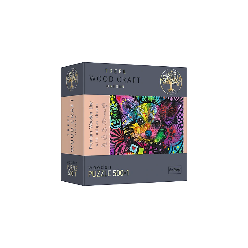 TREFL Koka puzle - Krāsains kucēns, 500gb