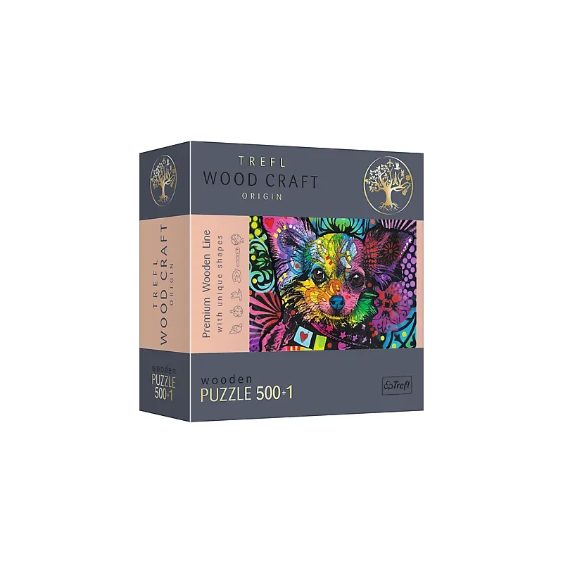 TREFL Koka puzle - Krāsains kucēns, 500gb