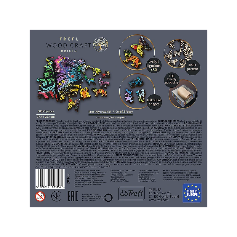 TREFL Koka puzle - Krāsains kucēns, 500gb