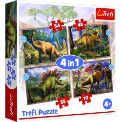 TREFL Pužļu komplekts 4in1 Dinozauri
