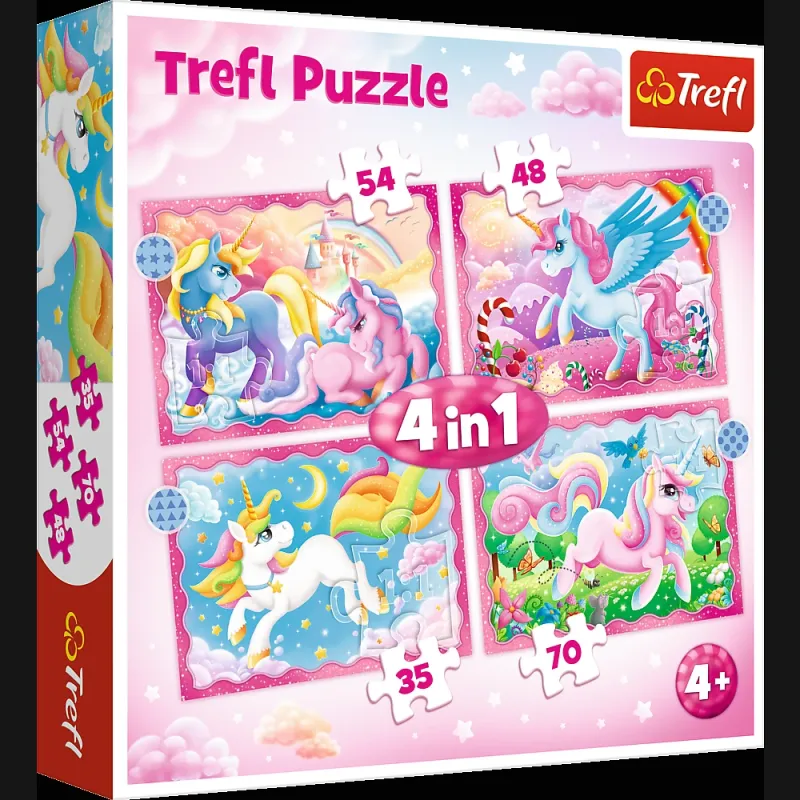 TREFL Pužļu komplekts 4in1 Vienradži