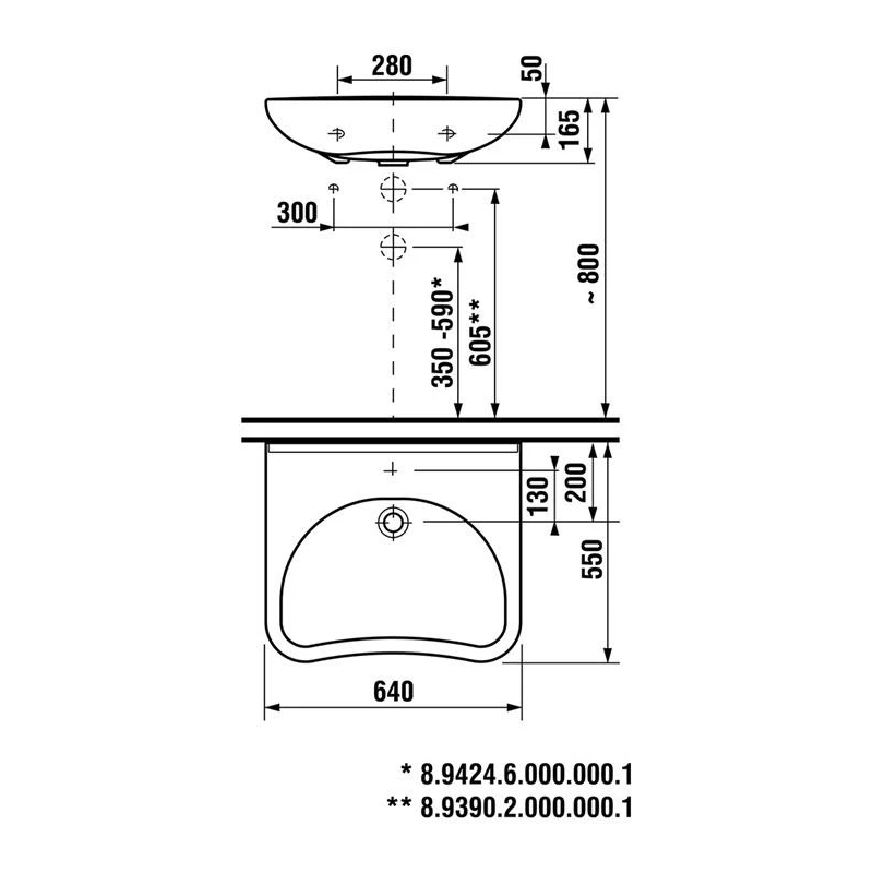 Izlietne invalīdu mio 64x55cm