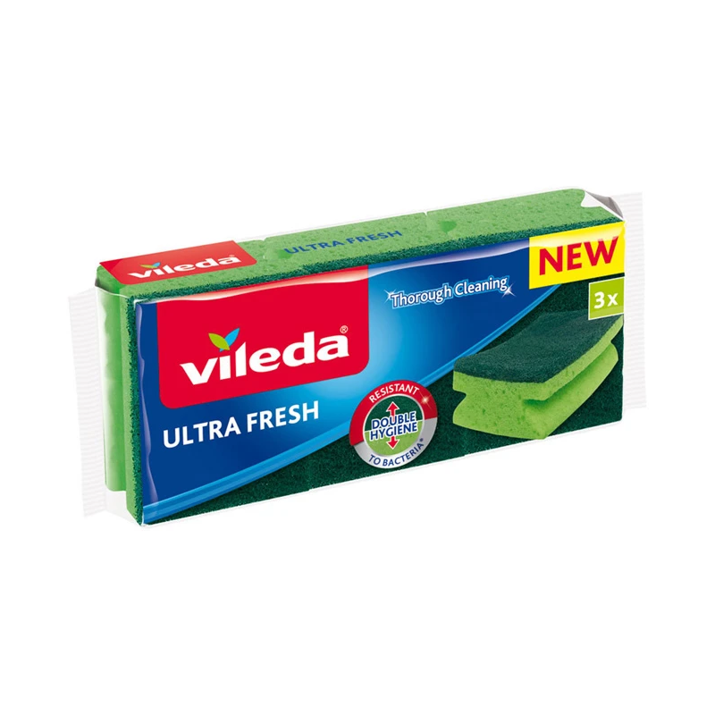 Vileda Ultra Fresh antibakteriālie trauku sūkļi, 3 gab.