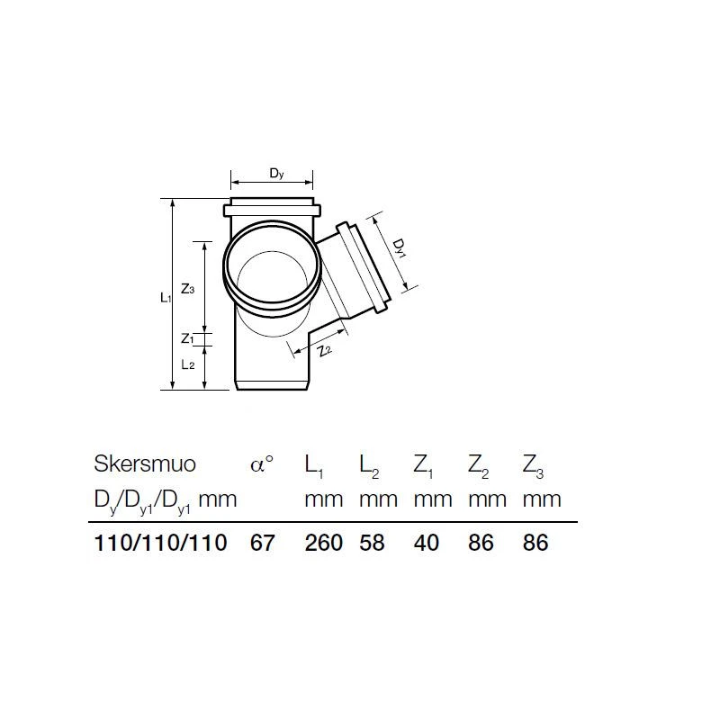Krustgabals pp divplakņu 110x110x110x67