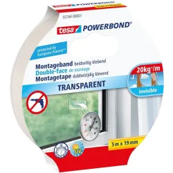 Transparent 2-sided tape 19mmx5m tesa