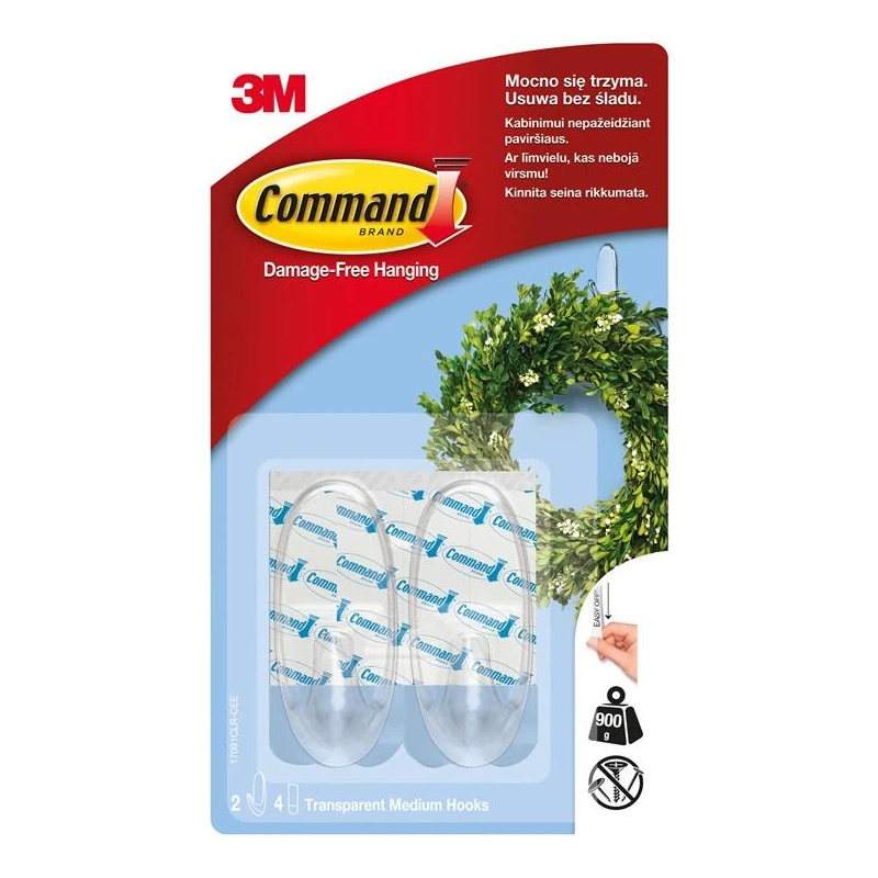 Caurspīdīgi āķi „COMMAND“ T17091CC, 2 gab.