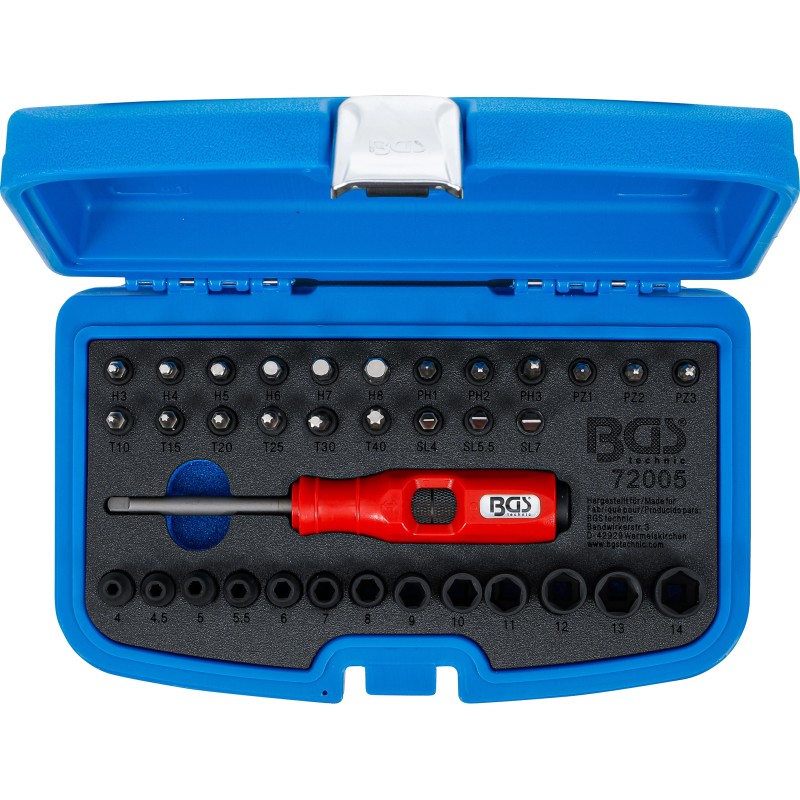 72005 Trieciena skrūvgriezis kompl. 1-4 -6.3mm 36gb BGS