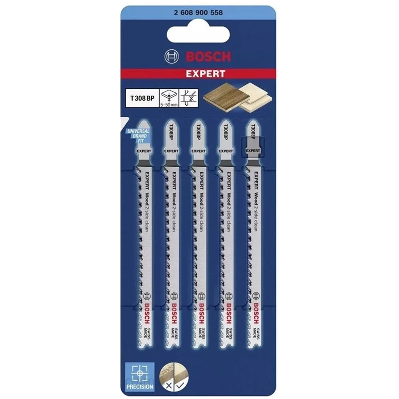 Šaurzāģa zāģīšu komplekts koksnei T308BP, 5 gab.