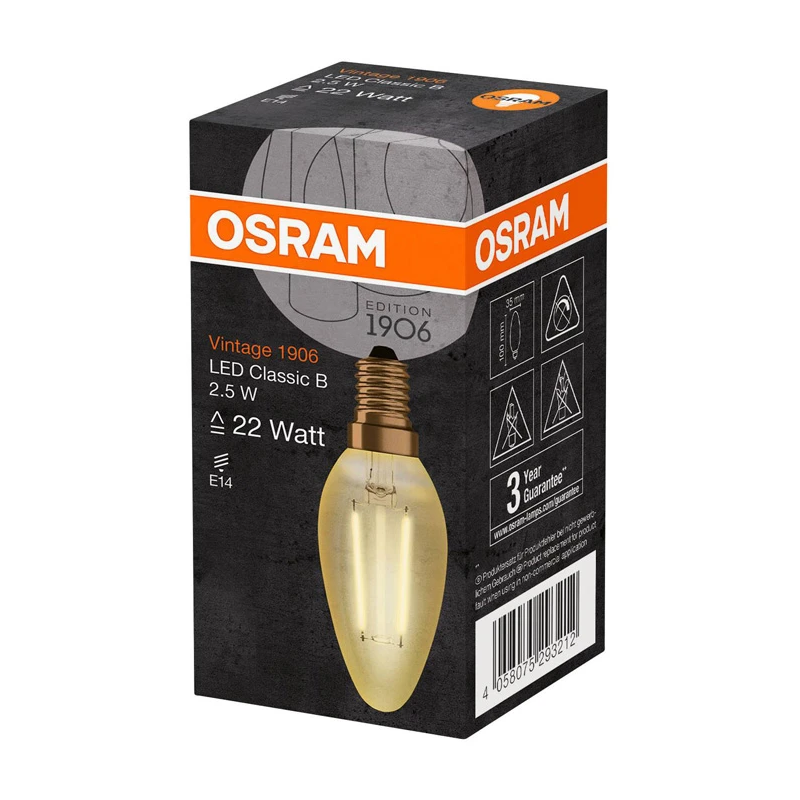 Spuldze led e14 vint b fil 2.5w-824 gold