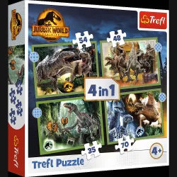 TREFL JURASSIC WORD Комплект пазлов Парк юрского периода 4 в 1: 35 48 54 70 эл.