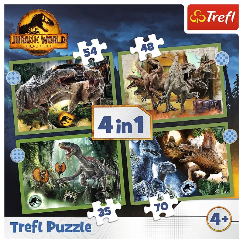 TREFL JURASSIC WORD Puzzle 4 in 1 set 35 48 54 70 pcs