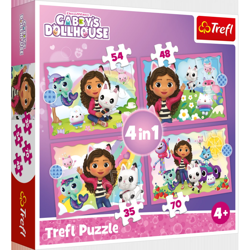 TREFL GABBY´S DOLLHOUSE Pužļu komplekts 4 in1