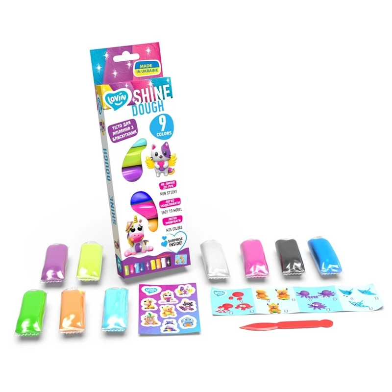 Plastilīns shine dough set 9 krāsas
