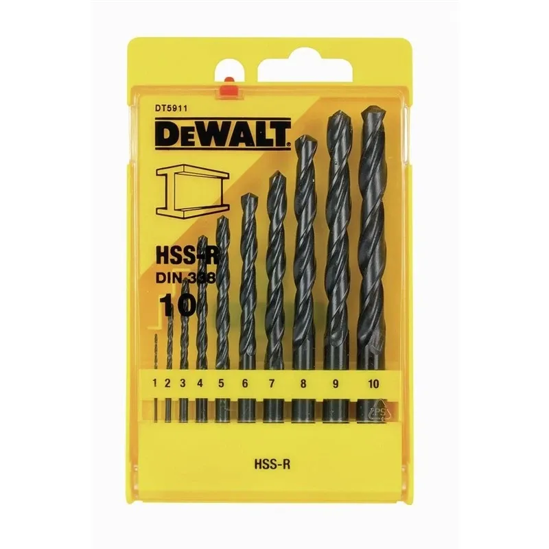 Grąžtų komplektas Dewalt DT5911-QZ, metalas, hss-r, tiesus, 1 mm x 10 cm