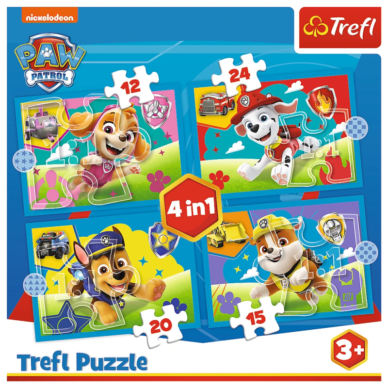 TREFL PAW PATROL Pužļu komplekts 4in1 Ķepa Patruļa