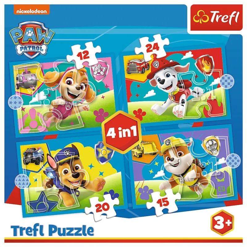 TREFL PAW PATROL 4 dėlionių rinkinys „Šuniukai-patruliai“