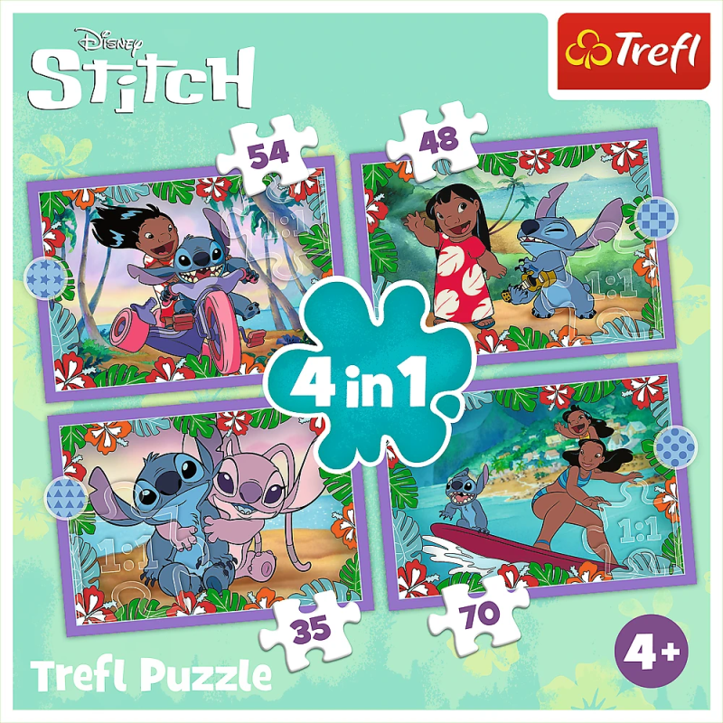 TREFL DISNEY STITCH Pužļu komplekts 4in1