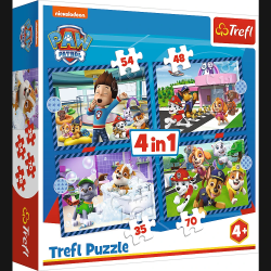 TREFL PAW PATROL Pužļu komplekts 4 in 1 Ķepa Patruļa