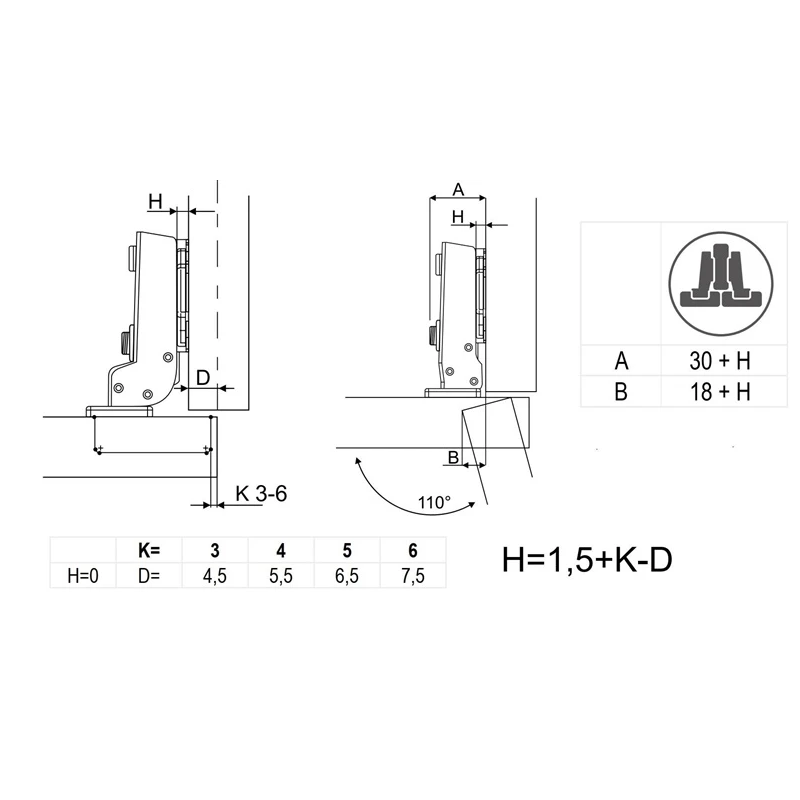 Vira mēbeļu iekšējā d35 110o h 0