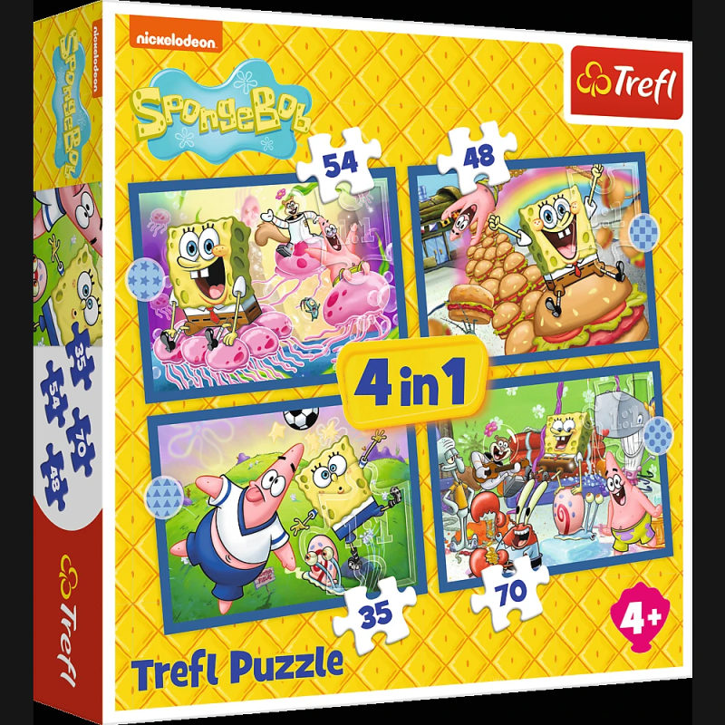 TREFL SPONGEBOB Pužļu komplekts 4 in 1