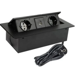 Pagarinātājs padz.2vt+usba+c 3m melns