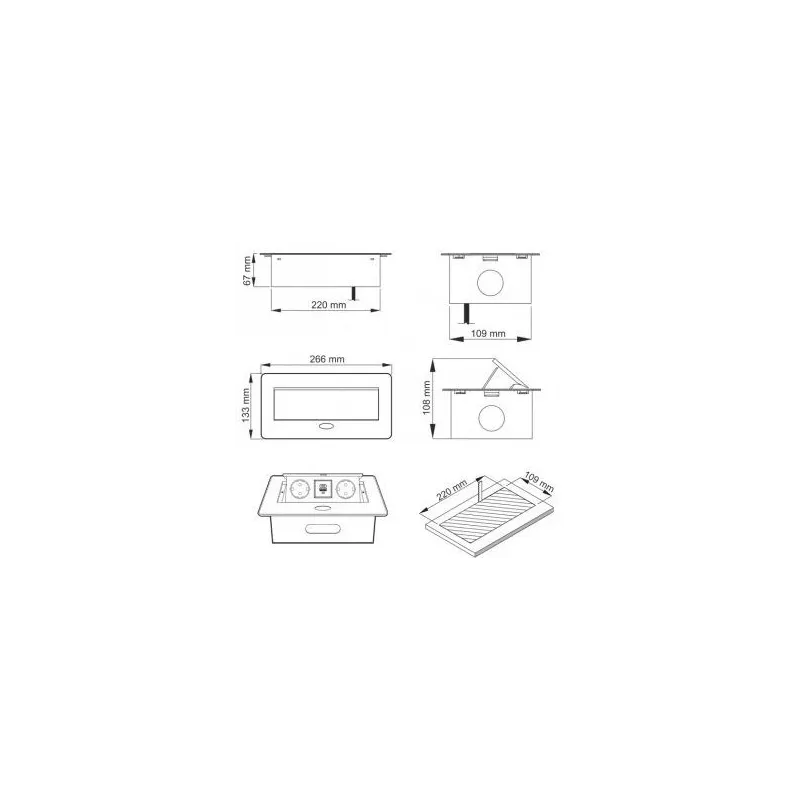 Sisseehitatud pikendusjuhe Design Light, 3 x 1,5 mm², 3 m, 2 pesa, 2USB