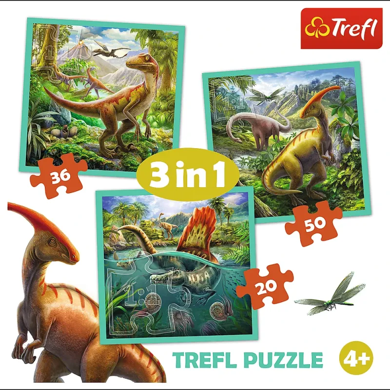 TREFL Pužļu komplekts Dinozauri, 3in1
