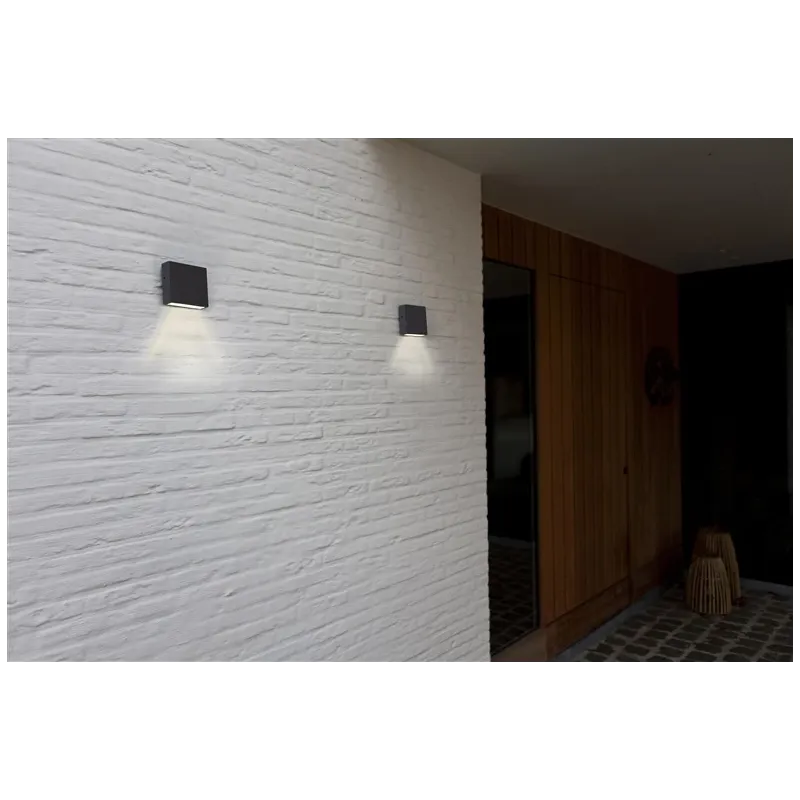 Sieninis lauko šviestuvas Lutec Gemini XF, 9.50W, LED, IP54, tamsiai pilka sp., 11 cm x 3.8 cm