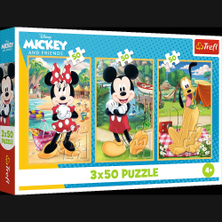 TREFL DISNEY MICKEY MOUSE Pužļu komplekts Pele brīvdienās, 3x50 gab.
