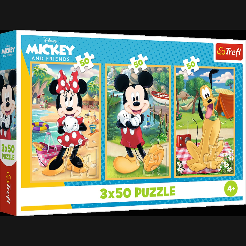 TREFL DISNEY MICKEY MOUSE Pužļu komplekts Pele brīvdienās, 3x50 gab.