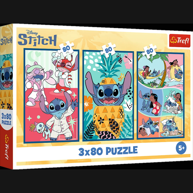 TREFL DISNEY STITCH Pužļu komplekts Stitch pasaule, 3x80 gab.