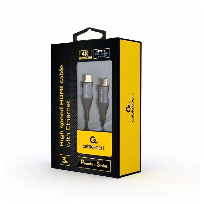 Vads Gembird Premium HDMI HDMI Vīrietis, HDMI Vīrietis, 3 m, melna krās.