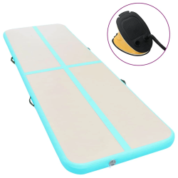 vidaXL piepūšams vingrošanas paklājs ar pumpi, 500x100x10 cm, zaļš PVC