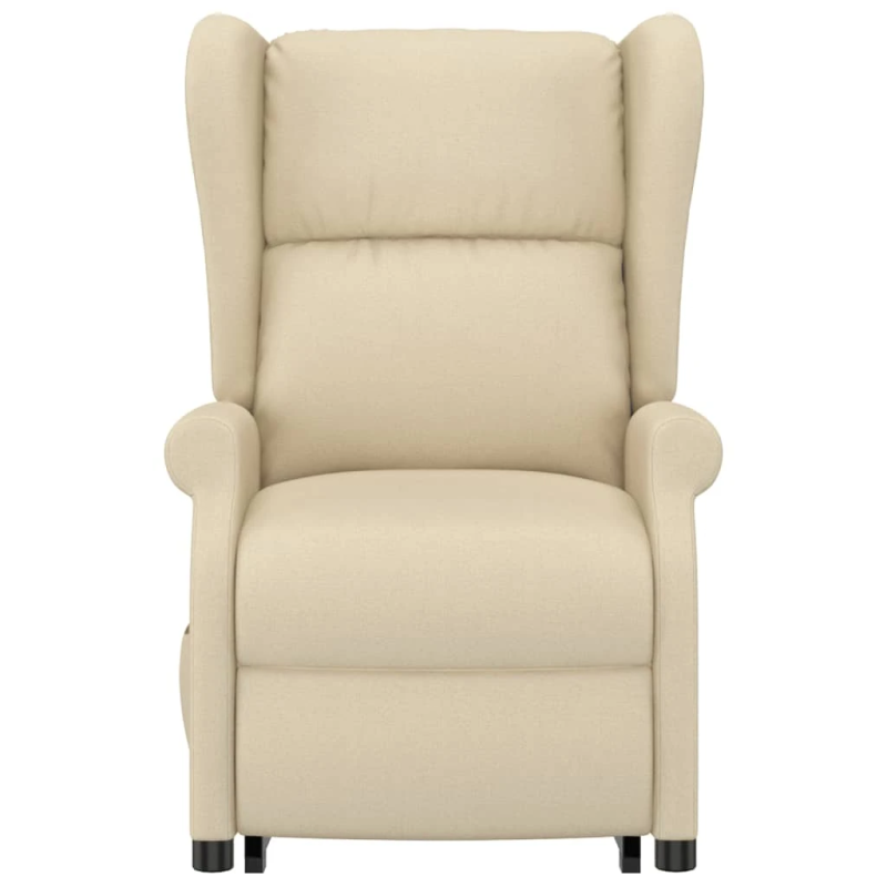 vidaXL masāžas krēsls, paceļams, krēmkrāsas audums