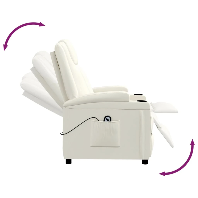 vidaXL atpūtas krēsls, paceļams, krēmbalta mākslīgā āda