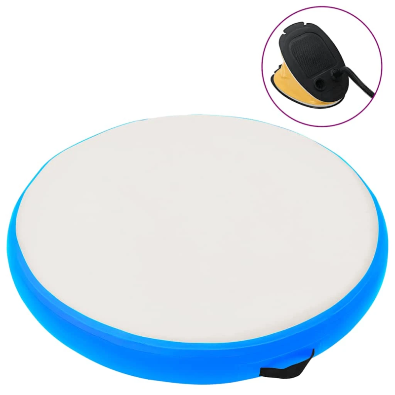 vidaXL piepūšams vingrošanas matracis ar pumpi, 100x100x20cm, zils PVC