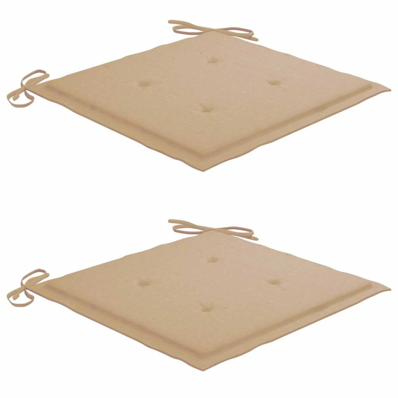 vidaXL dārza krēsli, 2 gab., bēši matrači, masīvs tīkkoks