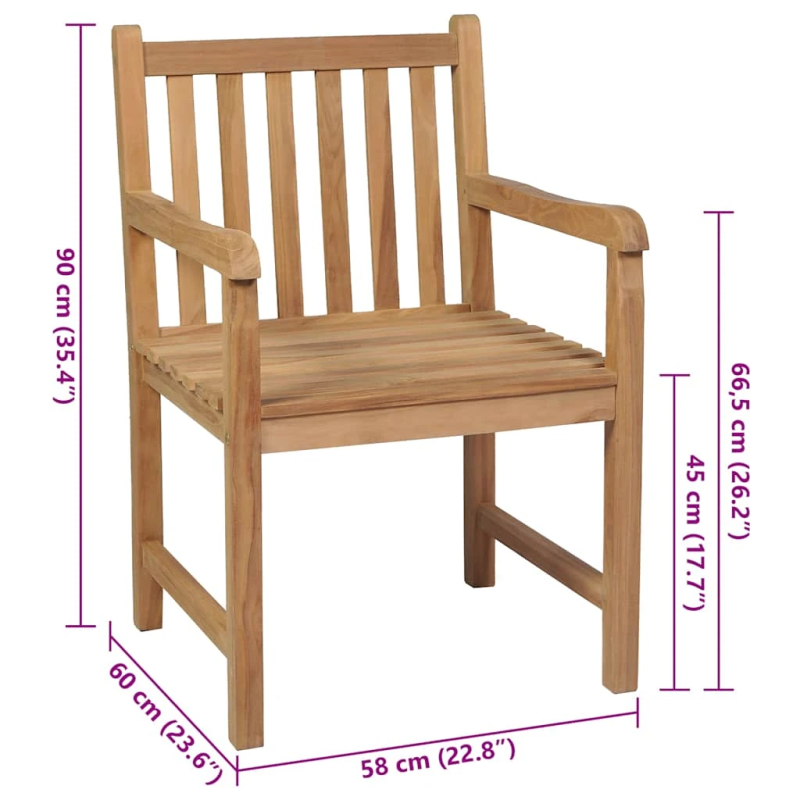 vidaXL dārza krēsli, 2 gab., vīnsarkani matrači, masīvs tīkkoks