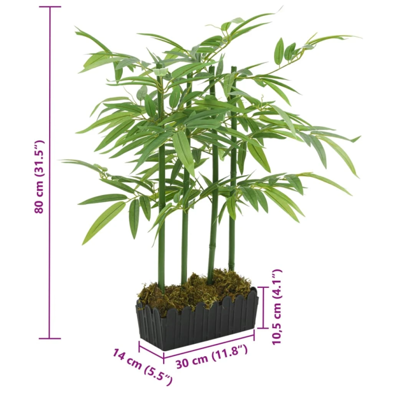 vidaXL mākslīgais bambuss, 240 lapas, 80 cm, zaļš