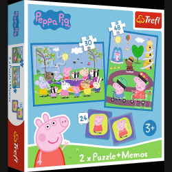TREFL PEPPA PIG Puzles komplekts Peppa Pig 30 gab + 48 gab + 24 memo