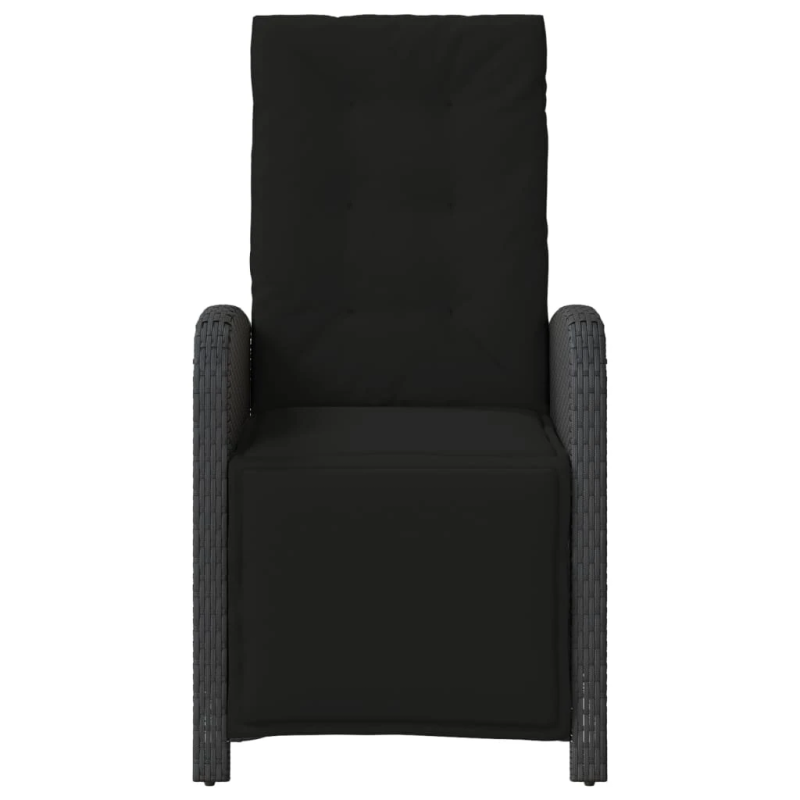 vidaXL 3-daļīgs bistro mēbeļu komplekts, matrači, melna PE rotangpalma