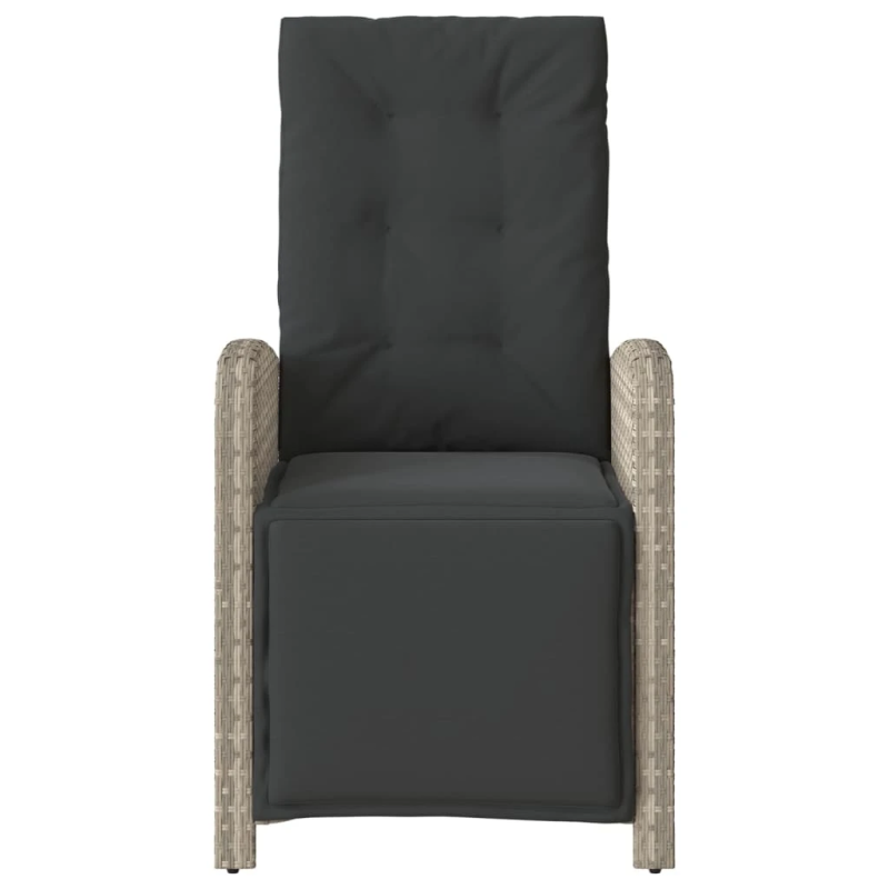 vidaXL 3-daļīgs bistro mēbeļu komplekts, matrači,pelēka PE rotangpalma