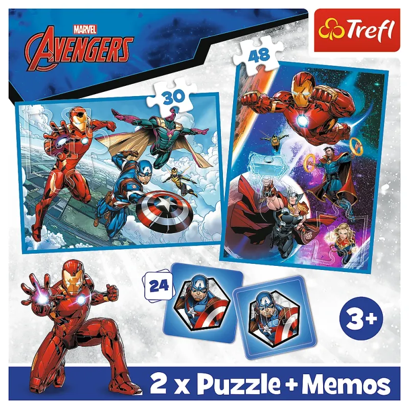 TREFL AVENGERS Puzles komplekts 30 gab + 48 gab + 24 memo