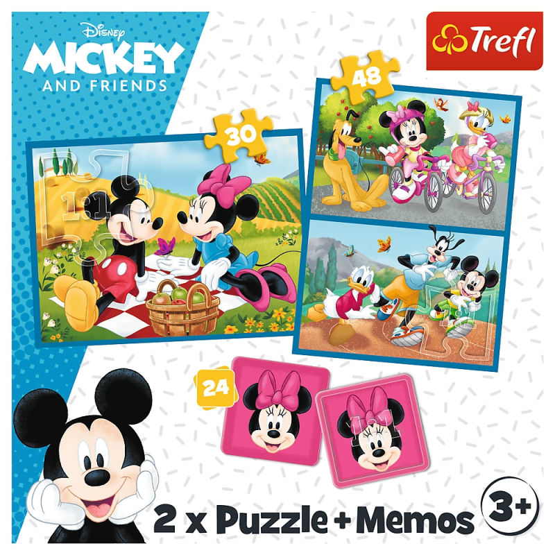 TREFL DISNEY Puzles komplekts Mikijs 30 gab + 48 gab + 24 memo
