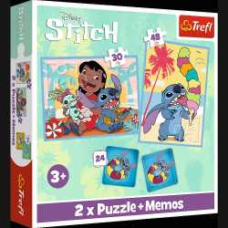 TREFL DISNEY STITCH Puzles komplekts 30 gab + 48 gab + 24 memo