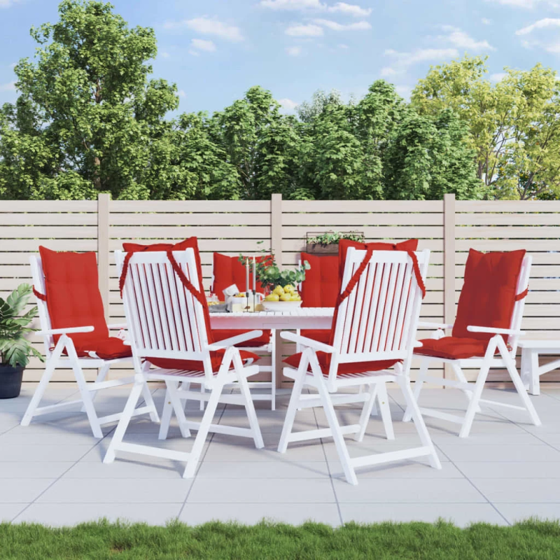 vidaXL dārza krēslu spilveni, 6 gab., sarkans oksforda audums