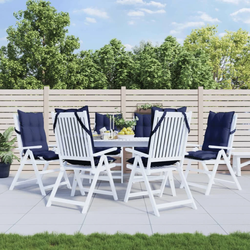 vidaXL dārza krēslu matrači, 6 gab., tumši zils oksforda audums