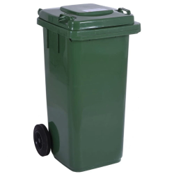Atkritumu konteiners ar vāku un riteņiem 120L, zaļš