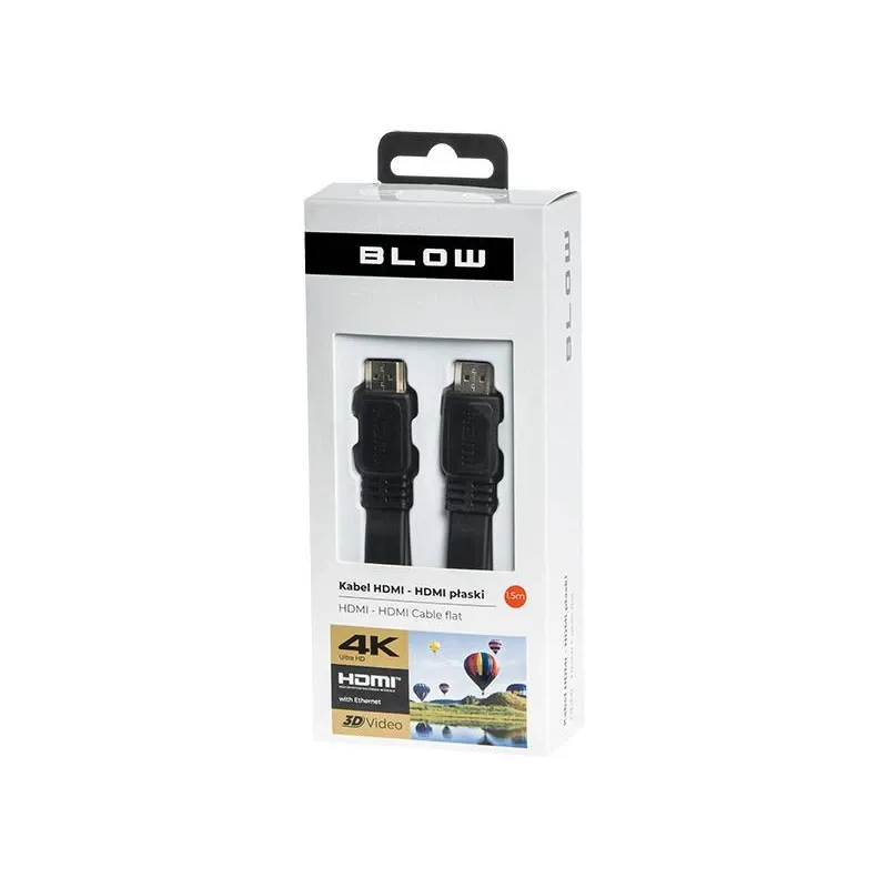 Laidas Blow 92-606 HDMI Male ,vyriška,, HDMI Male ,vyriška,, 1.5 m, juoda sp.