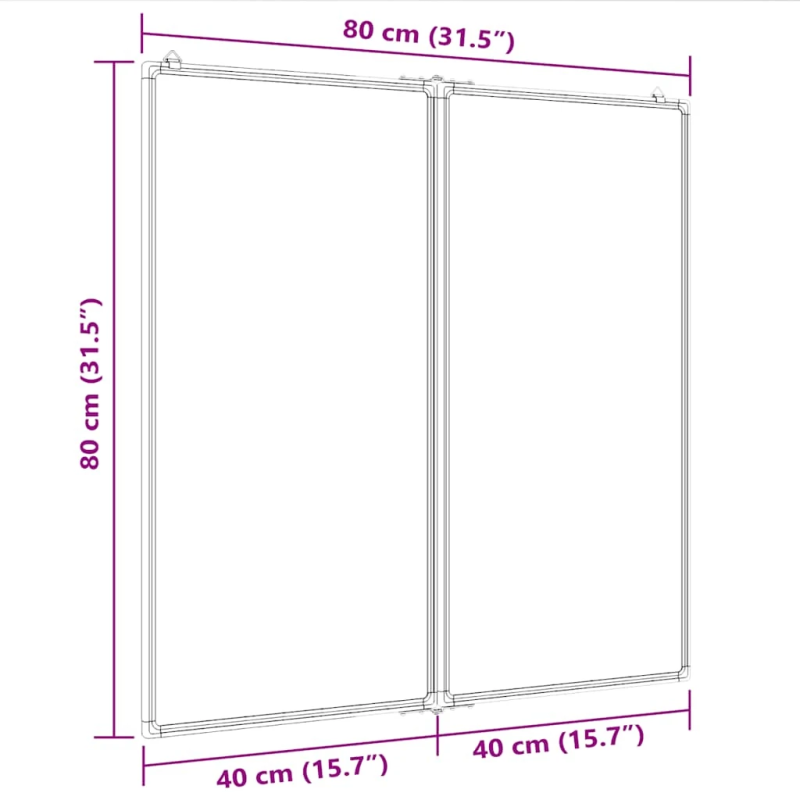 vidaXL magnētiska tāfele, salokāma, 80x80x1,7 cm, alumīnijs